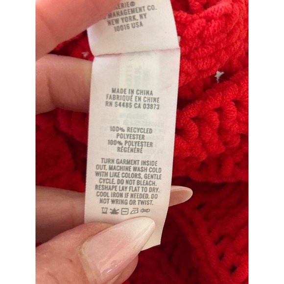 Aerie Red Cable Car Quarter Zip Sweater Medium - Picture 8 of 9